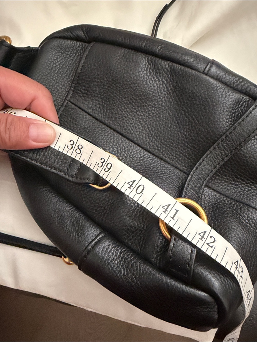 HOBO Fern Black Pebbled Leather Mini Sling Bag with Gold Hardware - Picture 9 of 10